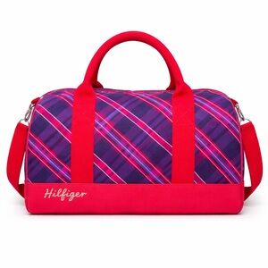 New Tommy Hilfiger plaid mini duffle gym bag